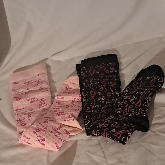 Accessories - Pink and Black Awareness High Knee Socks